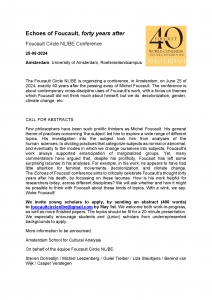 CfA - Echoes of Foucault NL-BE conference Amsterdam